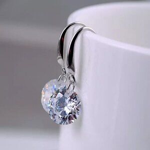 2/$10 Sterling Silver Cubic Zirconia CZ Clear Drop Earrings, 8mm